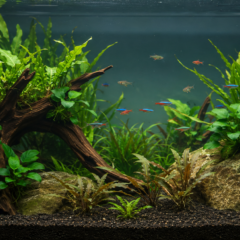 Low light plants in a freshwater aquarium